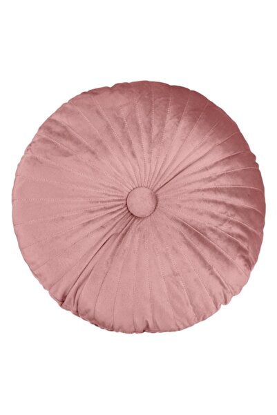 OEM Round Decorative Pillow Pink Nude Velvet with Button for Sofa Ø35cm