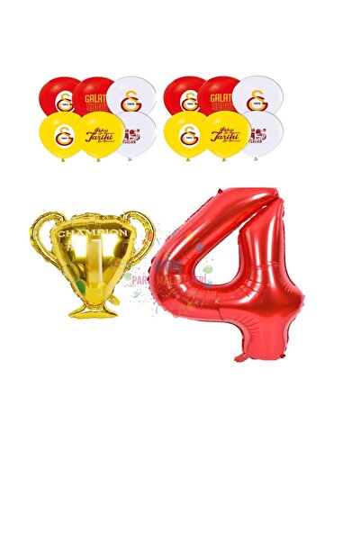 Genel Markalar Galatasaray Sarı Kırmızı Doğum Günü Konsepti Yaş 4