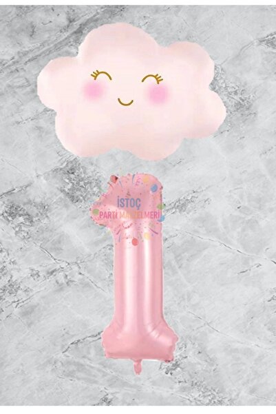 İSTOÇ PARTİ Pink Number Cloud Foil Balloon Set Age 1