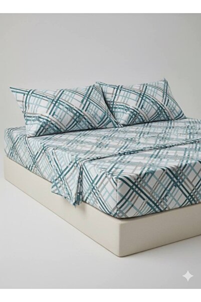 SURGUN ÇEYİZ طقم ملاءات سرير مزدوجة منقوشة مع مطاط (قطعتان مع أغطية وسائد 50×...