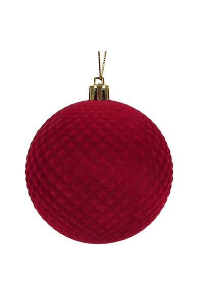 SHOPIENS Glob de Crăciun matlasat din catifea bordo Ø8cm