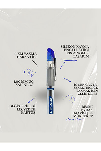 Pensan My Sign 3 Adet Mavi Jel Mürekkep İmza Kalemi 1.00 mm Uç