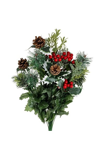 OEM Buchet de flori artificiale de Crăciun cu crengi de brad, conuri de pin ș...