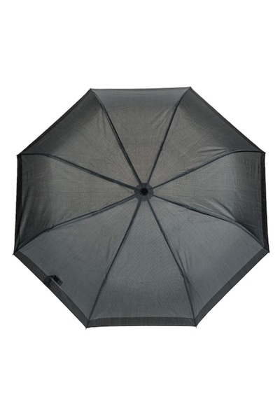 OEM Foldable Manual Rain Umbrella Black with Grey Checkered Pattern 24cm