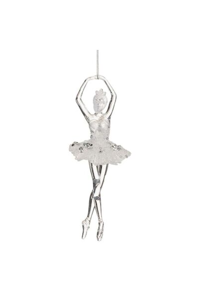 OEM Transparent Ballerina Christmas Tree Ornament with Silver Glitter, 17 cm