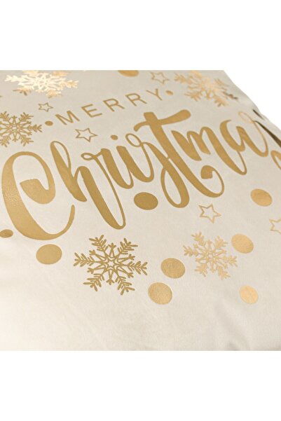 OEM Christmas Decorative Pillow, Velvet, Ecru, Gold, 43x43cm