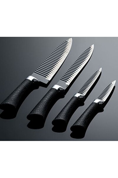 OEM Set of 4 serrated stainless steel knives with ergonomic non-stick handles