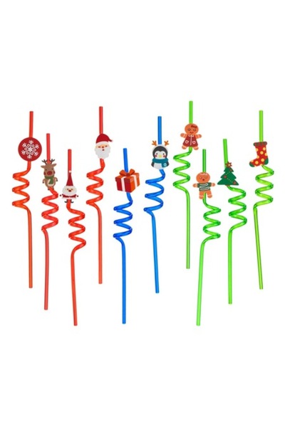 SHOPIENS Set paie răsucite de Crăciun, multicolore, plastic, 6x270mm, 10 buc