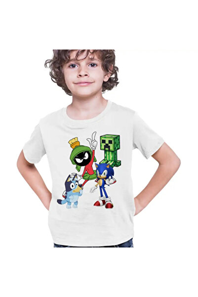 OEM Tricou Copii Baieti Marvin Blue Sonic Creeper Looney Desene