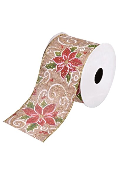 MYONNA IT & E- COMMERCE Panglică decorativă de Crăciun, bej cu fulgi de zăpad...