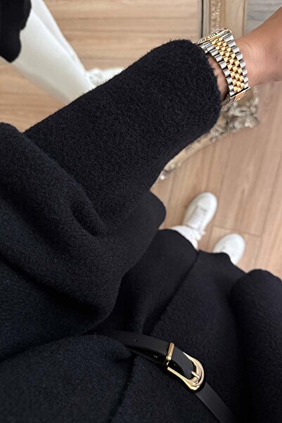 Ka Hijab Kemerli Sakallı Panço - Siyah