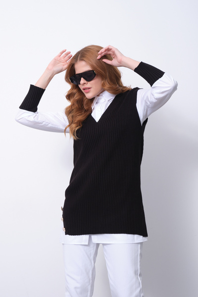 Clothes Fast Ribbed Knit Sweater Shirt Double Combination