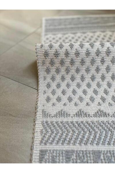 Bluenity Tapis Bukle Natural Cotton 2-Piece Bath Mat Set 60X100+50X60 cm - Gray