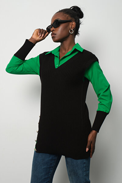 Clothes Fast Ribbed Knit Sweater Shirt Double Combination