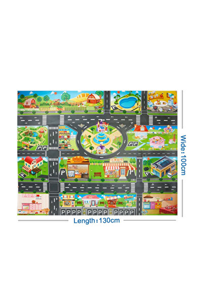 SOLLUXE Covoraș de joacă educativ pentru copii – oraș, străzi și semne rutiere, impermeabil, 130x100 cm