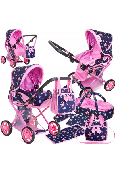 Doris Butterfly 2in1 foldable doll stroller with adjustable handle and canopy...