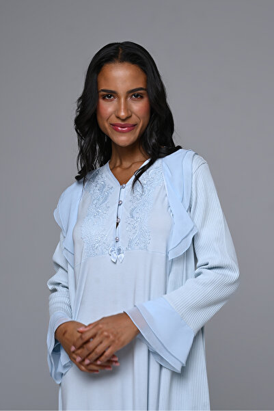 Marilyn Club Sabahlıklı Kadın Gecelik 2'li Takım