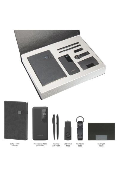 Gen Promosyon VIP Hediyelik Set - Powerbank, Defter, Kalem, USB Bellek, Anaht...