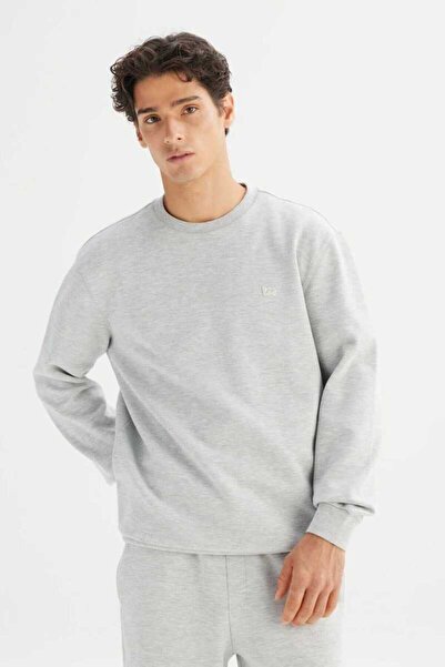 Lee L252030836 Gray Men's Crew Neck Regular Fit Sweatshirt