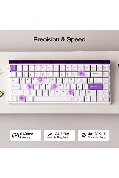 Epomaker Aula Hero84 HE Wired Hall Effect Magnetic Gaming Keyboard (White & Purple)