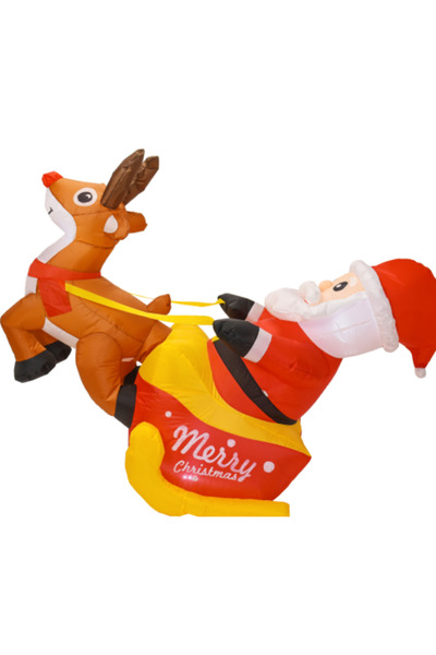 BaoBao Inflatable Santa Claus in a sleigh with reindeer - outdoor Christmas decoration, 180 cm,