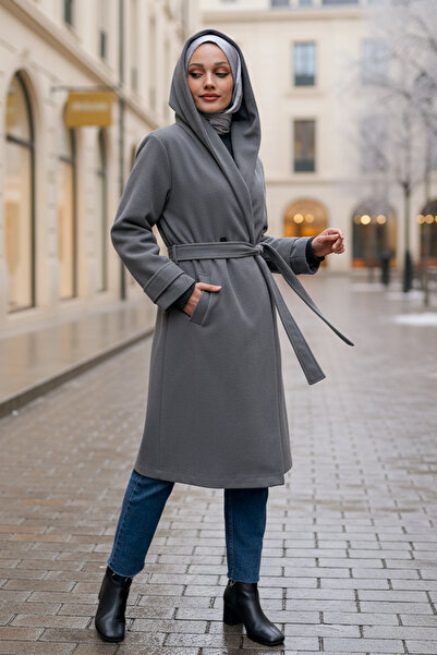 zhrcelebi Hooded Cashmere Coat 0027 - Gray