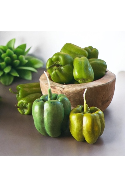 MoldsAndMore Yeşil Biber Şekilli Mum - Mutfak ve Ev Dekoru