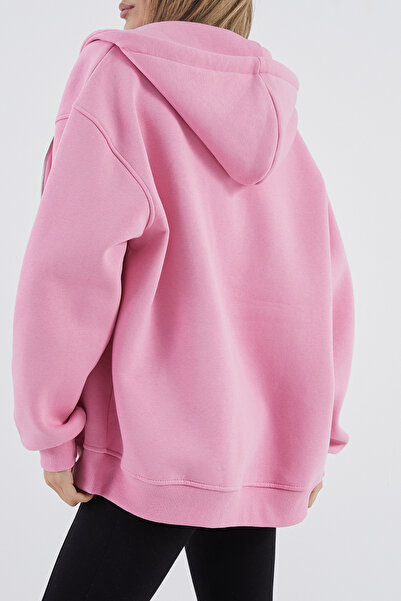 DPARİS Hooded Ribbed Oversize Sweatshirt