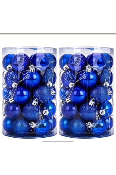 BaoBao Set of 34 Christmas tree baubles – 26x18x18cm, royal blue