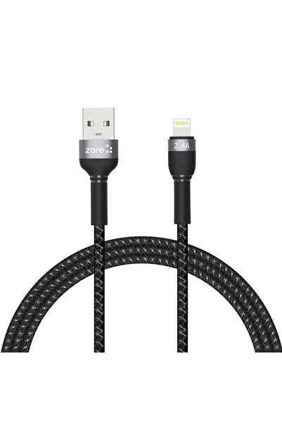 zore Black Shira Series Lightning USB Cable 1 Meter-Senk