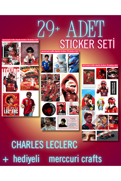 merccuri crafts مجموعة ملصقات تشارلز لوكلير لسباقات الفورمولا 1 (أكثر من 29 قطعة عالية الجودة) - دفتر ملاحظات، ملصق، سكوديريا فيراري