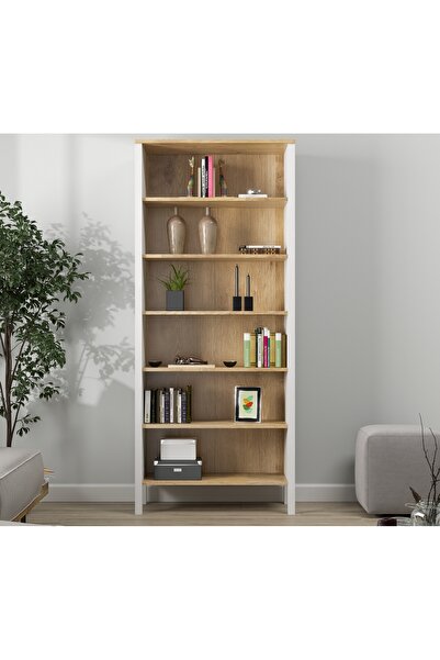Sakura Ahşap Hunerika Caeli 6 raflı Kitaplık -Wood Beyaz/legnano-Minifiks Bağlantılı
