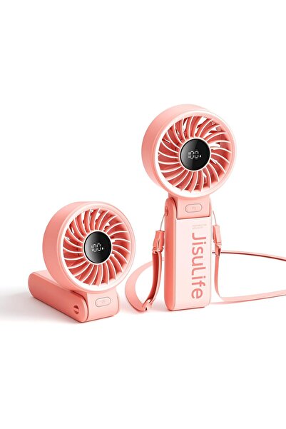 JISULIFE مروحة محمولة Life7 (3600 مللي أمبير/ساعة) - مروحة محمولة 3 في 1 لليد/المكتب/الرقبة، شاشة LED، 5 سرعات، P