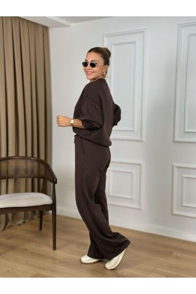 Famel Butik Σετ υφασμάτων Modal με λαιμόκοψη και πέτρα