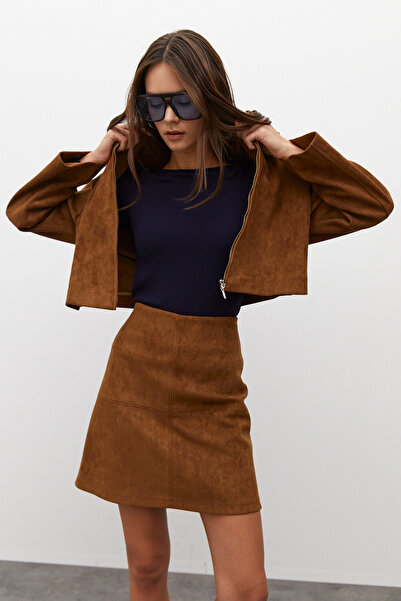 urban focus Süet Kısa Çan Etek