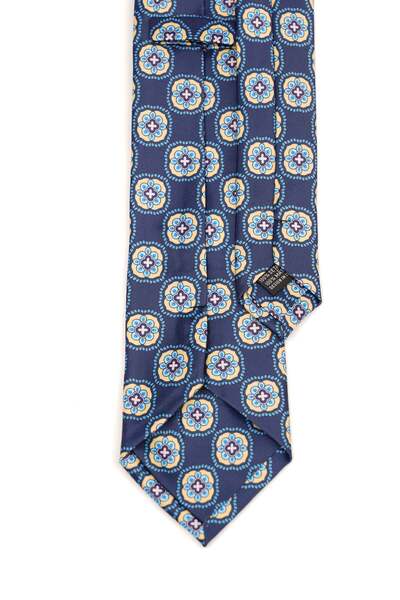 6AM Ceremony Navy blue silk tie with geometric pattern