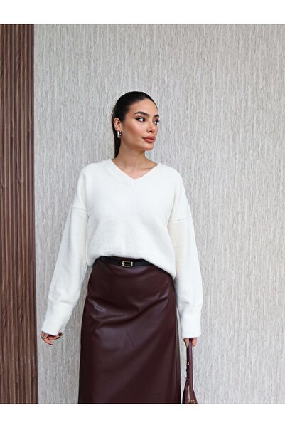 ESRAHELVACI Belted Midi Leather Skirt
