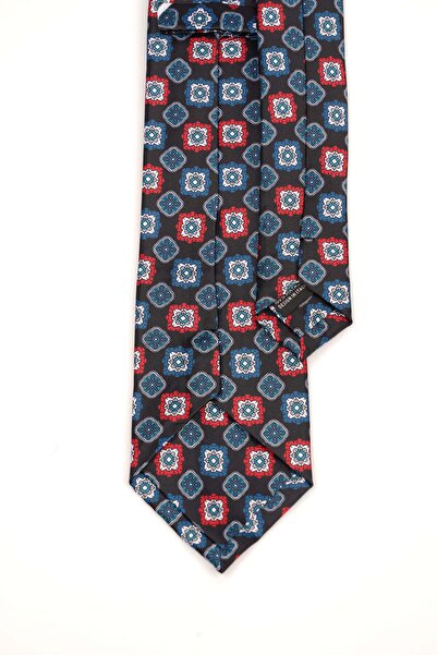 6AM Ceremony Black tie with red and blue geometric pattern