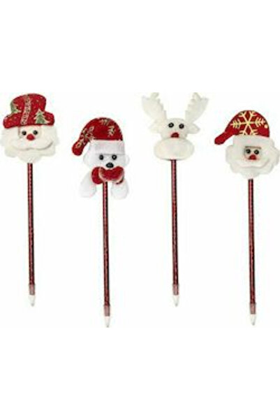 BaoBao Set of 12 Christmas pens with Santa Claus, reindeer, snowman, teddy bear figurines, mixed models
