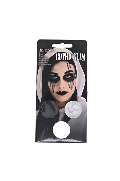 AMSCAN Set de machiaj, Gothic Glam, 3 culori, 2 tatuaje, 1 pensulă