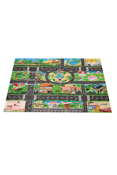 SOLLUXE Covoraș de joacă educativ pentru copii – oraș, străzi și semne rutiere, impermeabil, 130x100 cm