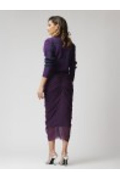 conceptAtrois Purple tulle skirt with draping