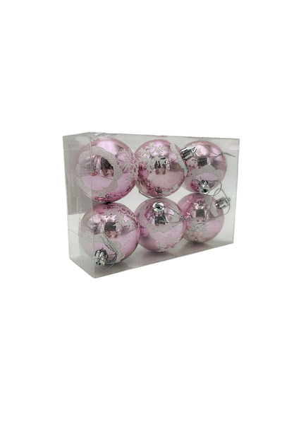 BaoBao Set of 6 Christmas tree baubles – 17x12x6cm, delicate pink shade