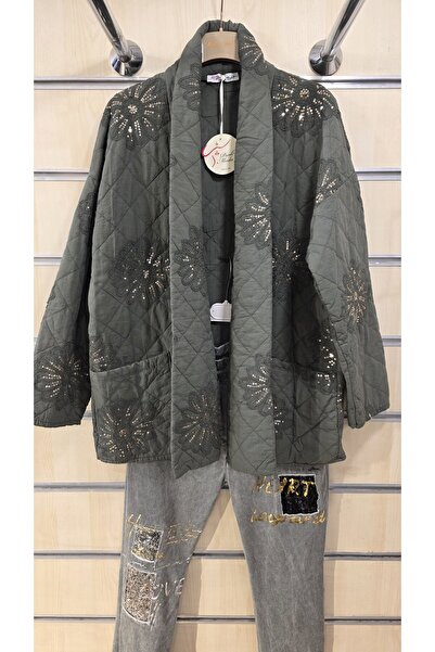 Park Moda Quilted Cotton Jacket with Chrysanthemum Sequin Detail