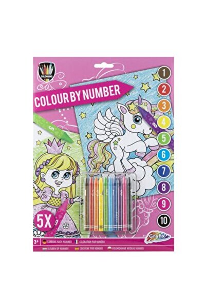 GRAFİX Paint by numbers Fairy and Unicorn, 5 pages, A4, 10 colors