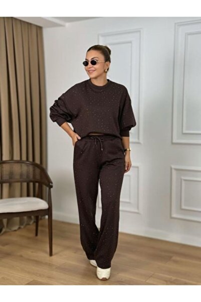 Famel Butik Σετ υφασμάτων Modal με λαιμόκοψη και πέτρα