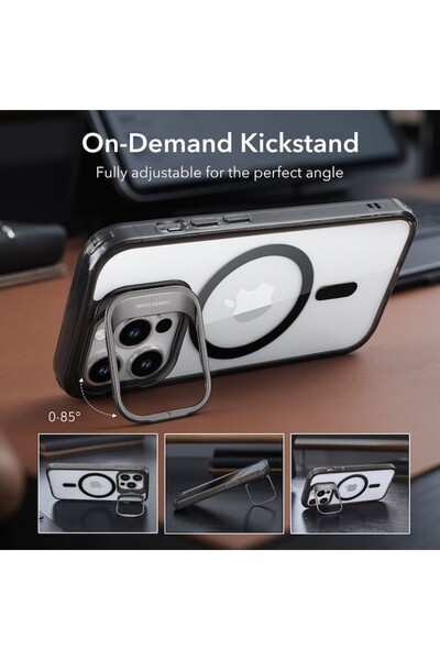 ESR iPhone 14 Pro Case, Classic Kickstand HaloLock, Clear Black
