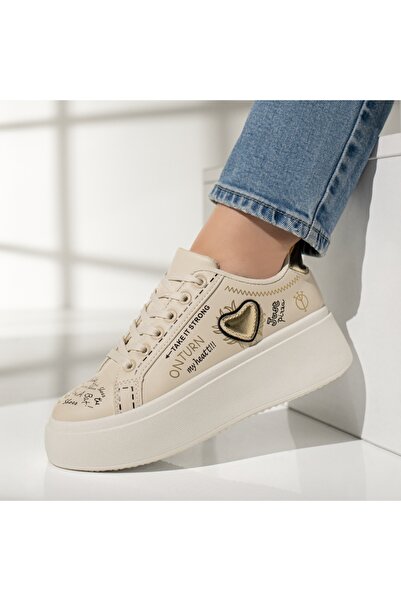 Modlet.ro Sneakerși bej cu talpă groasă pentru femei MOD12957