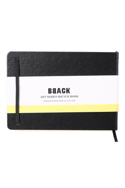 BBACK Caiet de schițe pentru colecție de artă 140 gr. Hârtie fără linii Ivory 21x14cm 80yp. Caiet cu copertă rigidă neagră