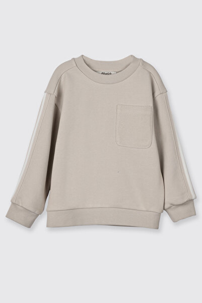 Panço Erkek Bebek Kol Üstü Şerit Detaylı Taş Sweatshirt